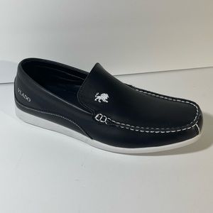 Vlado Mens Black Leather Slip On Casual Loafers. Size 10